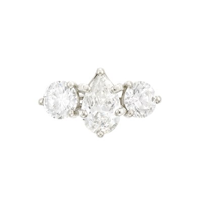 Lot 343 - White Gold and Diamond Three Stone Ring