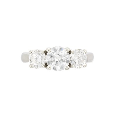 Lot 166 - White Gold and Diamond Three Stone Diamond Ring