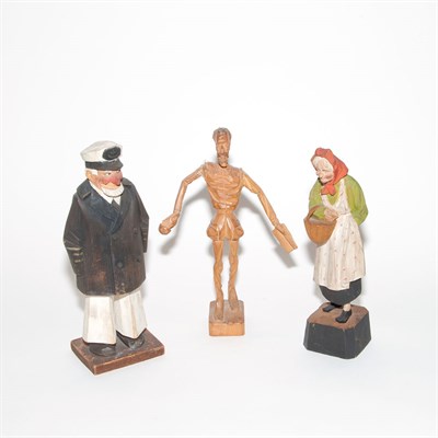 Lot 180 - Group of Fourteen Figures Including wood,...
