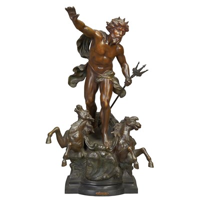Lot 268 - Spelter Figural Group of Neptune in His...