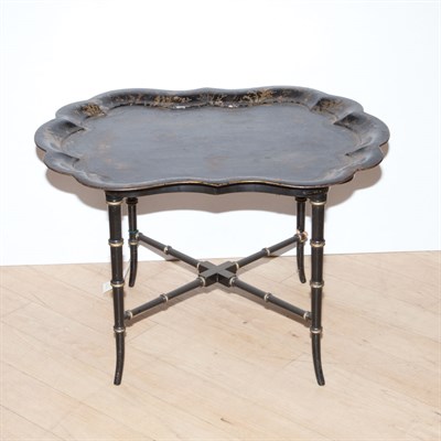 Lot 200 - Victorian Tole Tray on a Later Stand Height...