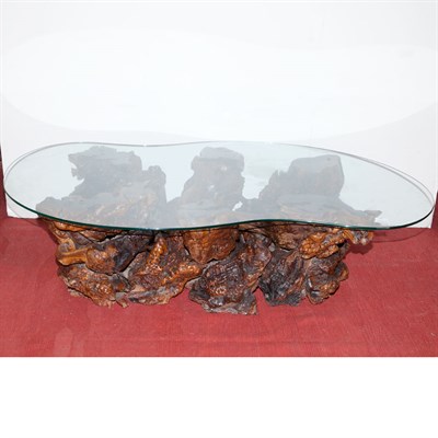 Lot 204 - Glass Top Root-Form Low Table Height 15 1/2...