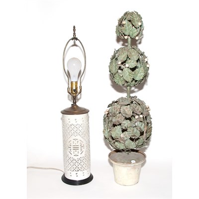 Lot 247 - Group of Two Porcelain Lamps; Together with a...