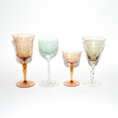 Lot 250 - Group of Colored Glass Stem Glassware...
