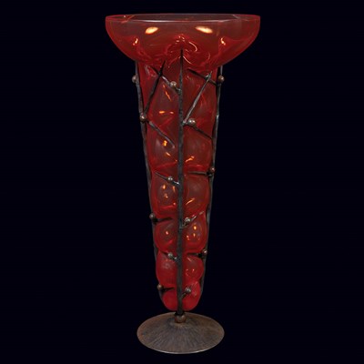 Lot 663 - Schneider Art Deco Iron and Blow Out Glass...