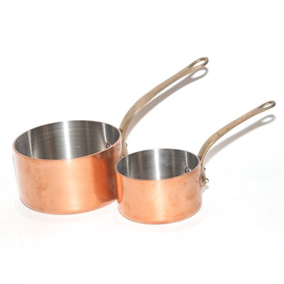 Lot 336 - Set of Six Bridge Copper Pots and Pans