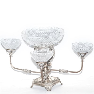 Lot 342 - Group of Five Silver Plated Epergnes Height...