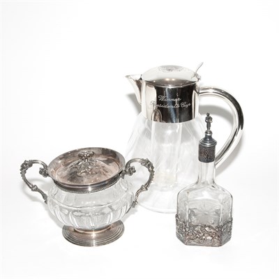Lot 345 - Group of Seven Silver Plate Mounted Glass...