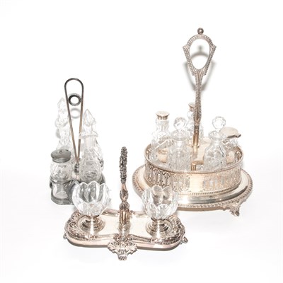 Lot 347 - Group of Six Silver Plated and Glass Condiment...