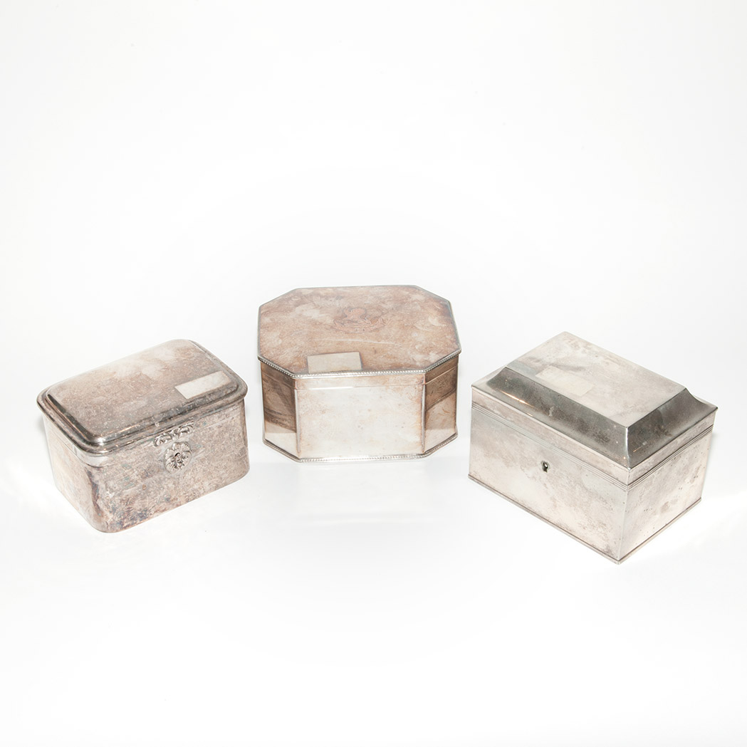 Lot 348 - Group of Three Silver Plated Boxes Length of...