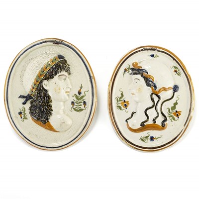 Lot 431 - Two Pearlware Plaques 19th Century Each of...