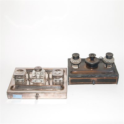 Lot 357 - Two Silver Plated Inkstands Length of larger...