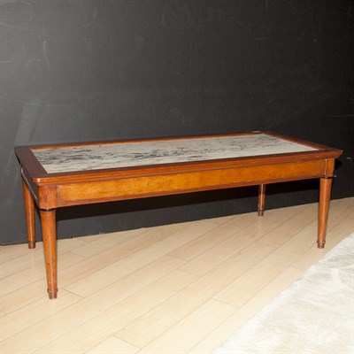 Lot 370 - French Style Marble Top Fruitwood Low Table...