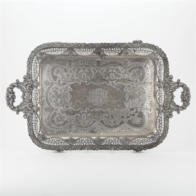Lot 324 - Regency Style Silver Plated Two-Handled Tray...