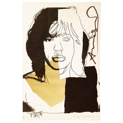 Lot 412 - WARHOL, ANDY Signed postcard from Mick Jagger...