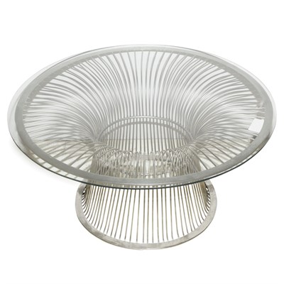 Lot 267 - Glass Top Silvered Metal Low Table Height 16...