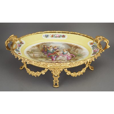Lot 198 - Sevres Style Gilt-Metal Mounted Porcelain...