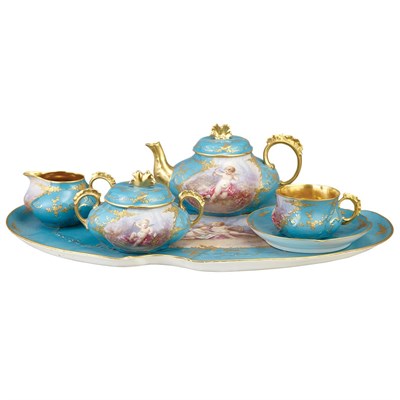 Lot 187 - Sevres Style Gilt and Polychrome Decorated...