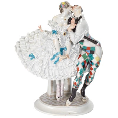 Lot 690 - Meissen Porcelain Group of Columbine and...