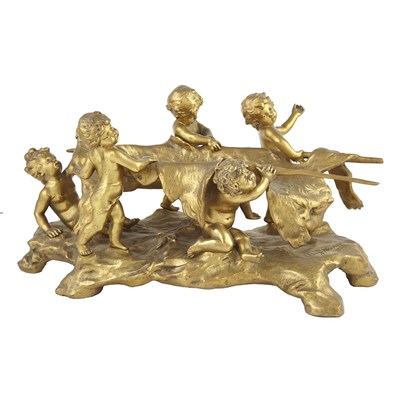 Lot 185 - French Gilt-Bronze Figural Group of Five Putti...