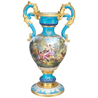 Lot 476 - Sevres Style Gilt and Polychrome Decorated...