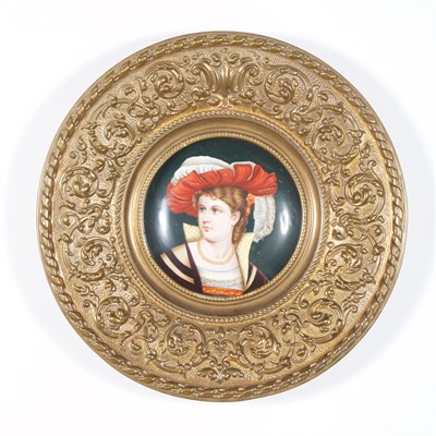 Lot 135 - Framed Dresden Gilt and Painted Porcelain...