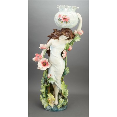 Lot 466 - Continental Art Nouveau Polychrome Decorated...