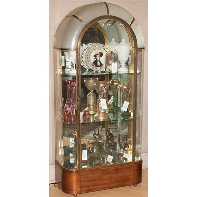 Lot 692 - Art Deco Style Brass, Glass and Mahogany...