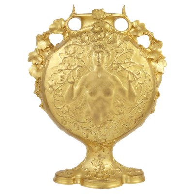 Lot 634 - French Art Nouveau Gilt-Bronze Pilgrim Vase...