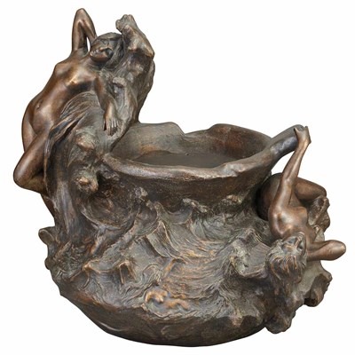 Lot 632 - French Art Nouveau Figural Bronze Jardiniere...