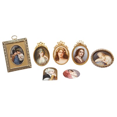 Lot 162 - Group of Seven Continental Painted Porcelain...