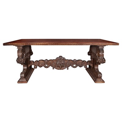Lot 451 - Renaissance Revival Carved and Dark Stained...