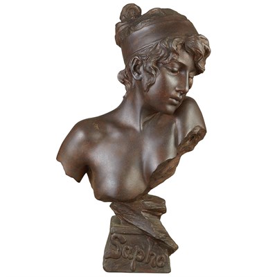 Lot 138 - French Bronze Bust of Sapho After a model by...