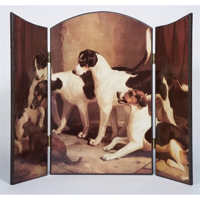 Lot 417 - Print Decorated Three-Panel Fireplace Screen...