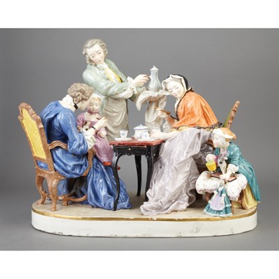 Lot 380 - Continental Ceramic Figural Group of a Family...