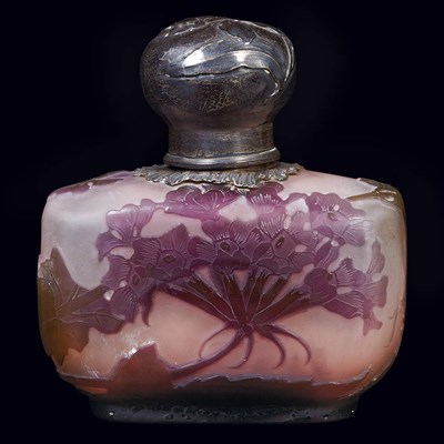 Lot 608 - Galle Silver Mounted Acid Etched Cameo Glass...