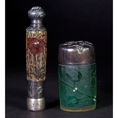 Lot 604 - Daum Silver Mounted Acid Etched, Gilt and...