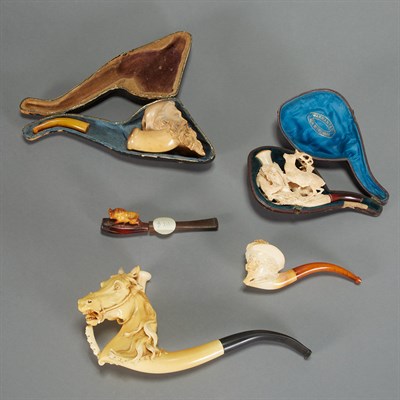 Lot 470 - Group of Continental Meerschaum Pipes Late...