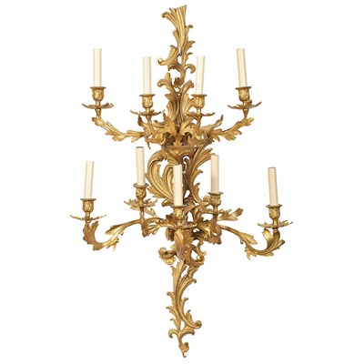 Lot 488 - Pair of Louis XV Style Gilt-Metal Nine-Light...