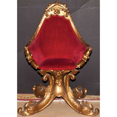 Lot 458 - Venetian Style Carved and Gold Painted Gondola...
