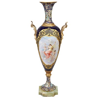 Lot 481 - Sevres Style Gilt-Metal Mounted Champleve...