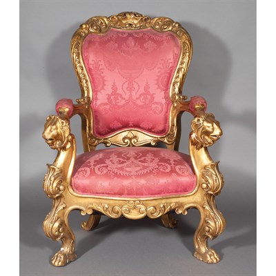 Lot 368 - Louis XV Style Carved Giltwood Fauteuil The...