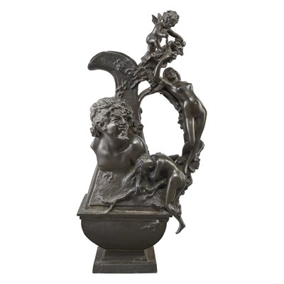 Lot 635 - French Art Nouveau Bronze Figural Ewer After a...