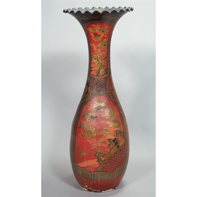 Lot 106 - Japanese Lacquered Porcelain Floor Vase 20th...