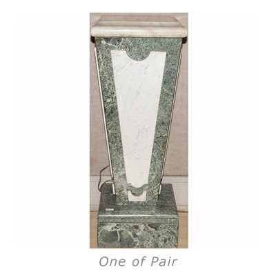 Lot 367 - Pair of Louis XVI Style Green and White Marble...