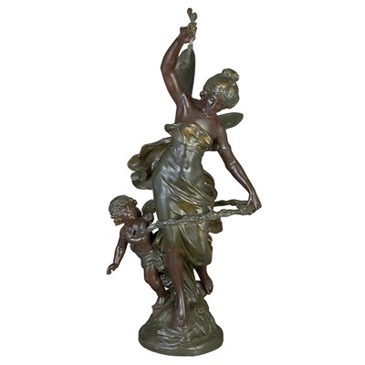 Lot 669 - Art Nouveau Patinated-Spelter Figural Group of...