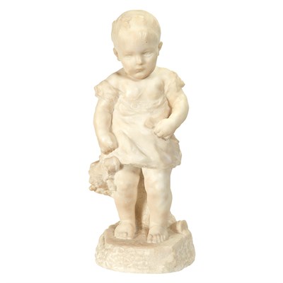 Lot 227 - White Marble Figure of a Girl Holding a Doll...
