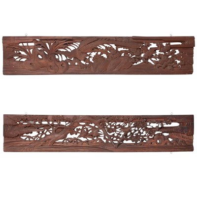 Lot 7 - Two Japanese Carved Softwood Architectural...
