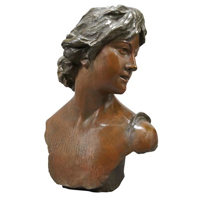 Lot 577 - Belgian Art Nouveau Bronze Bust of a Woman...