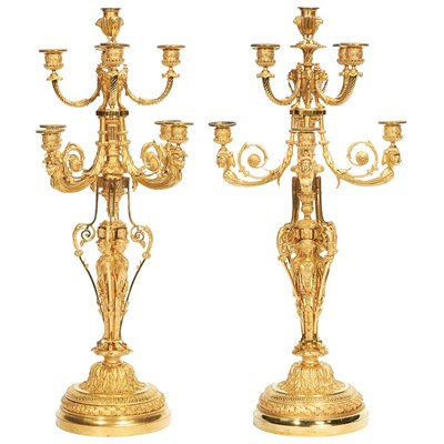 Lot 769 - Pair of Empire Style Gilt-Bronze Figural...